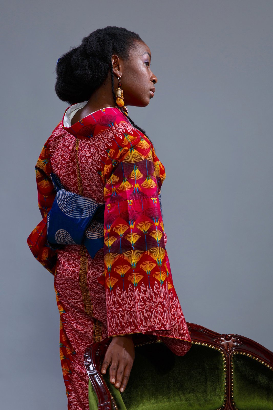 Blue wax‑print kimono